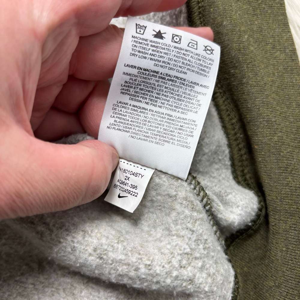 Nike Women's 2X Olive Green Funnel Neck Zip Front Hoodie Lounge Athleisure - Picture 5 of 6